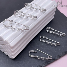 Основа булавка 3 кольца, цвет серебро 3 см