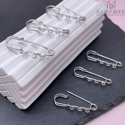 Основа булавка 3 кольца, цвет серебро 3 см