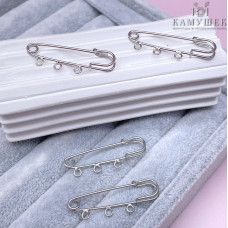 Основа булавка 3 кольца, цвет серебро 4 см