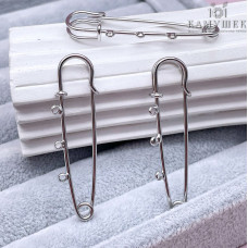 Основа булавка 3 кольца, цвет серебро 5 см