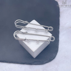 Основа булавка 3 кольца, цвет серебро 6 см