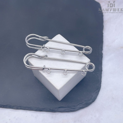 Основа булавка 3 кольца, цвет серебро 6 см