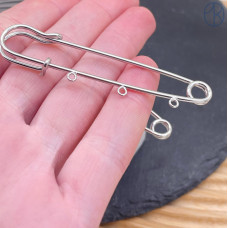 Основа булавка 3 кольца, цвет серебро 7 мм 