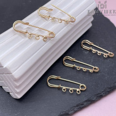 Основа булавка 3 кольца, цвет золото 3 см