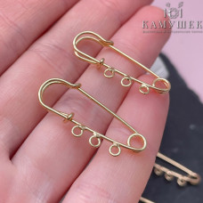 Основа булавка 3 кольца, цвет золото 3 см