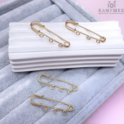 Основа булавка 3 кольца, цвет золото 4 см