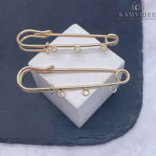 Основа булавка 3 кольца, цвет золото 6 см