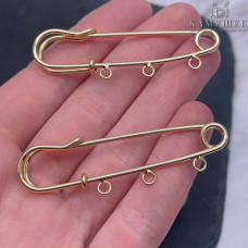 Основа булавка 3 кольца, цвет золото 6 см