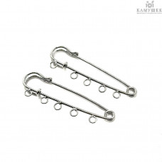 Основа булавка 5 колец, цвет серебро 5 см