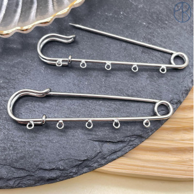 Основа булавка 5 колец, цвет серебро 7 см