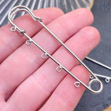 Основа булавка 5 колец, цвет серебро 7 см