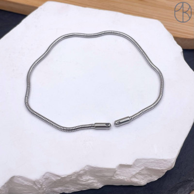 Основа для браслета  сталь цвет серебро 2 мм 