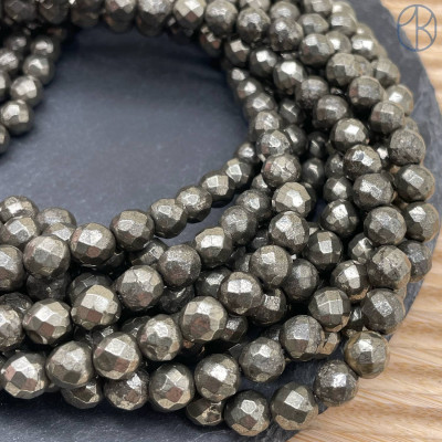 Пирит 8 мм крупная огранка (64 грани)