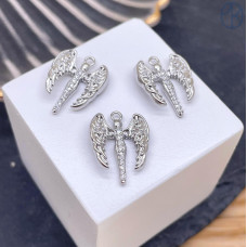 Подвеска ангел цирконы, цвет серебро 14х14 мм 