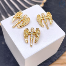 Подвеска ангел цирконы, цвет золото 14х14 мм 
