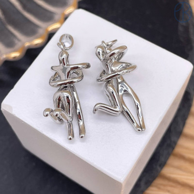 Подвеска ангел и женщина, цвет серебро 30 мм