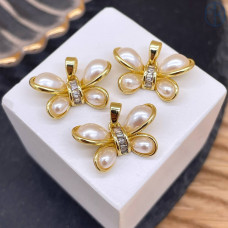 Подвеска бабочка майорка и цирконы, цвет золото 12 мм