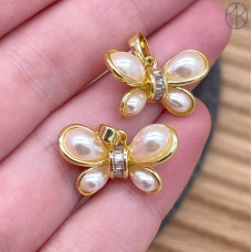 Подвеска бабочка майорка и цирконы, цвет золото 12 мм