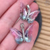 Подвеска бабочка стекло цирконы, цвет серебро 16 мм