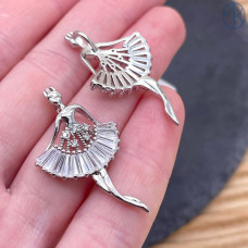 Подвеска Балерина, цвет серебро 36х21 мм 