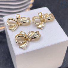 Подвеска бант цирконы, цвет золото 18х12 мм 