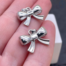 Подвеска бант, цвет серебро 15х20 мм 