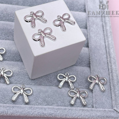 Подвеска бантик, цвет серебро 14х16 мм 