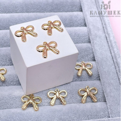 Подвеска бантик, цвет золото 14х16 мм