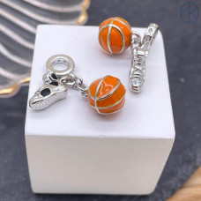 Подвеска баскетбольный мяч и кроссовок №1, цвет серебро 12 мм 