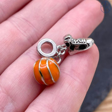 Подвеска баскетбольный мяч и кроссовок №1, цвет серебро 12 мм 