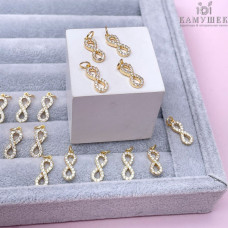 Подвеска бесконечность цирконы, цвет золото 16х6 мм