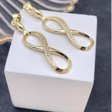 Подвеска бесконечность цирконы, цвет золото 35х9 мм