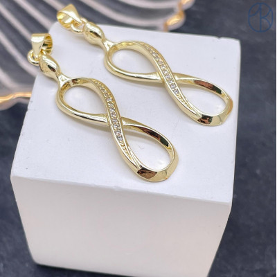 Подвеска бесконечность цирконы, цвет золото 35х9 мм