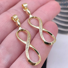 Подвеска бесконечность цирконы, цвет золото 35х9 мм