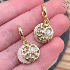 Подвеска бесконечность эмаль, цвет золото 13 мм