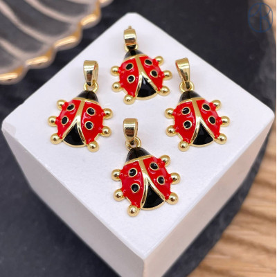 Подвеска божья коровка, цвет золото 15 мм