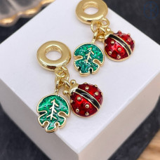 Подвеска Божья коровка и монстера, цвет золото 16 мм