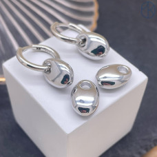 Подвеска бублик, цвет серебро 14х10 мм