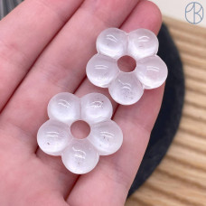 Подвеска бублик цветок №1 белый 24 мм