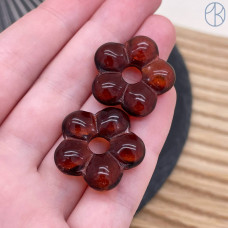 Подвеска бублик цветок №1 коричневый 24 мм