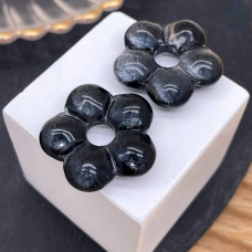 Подвеска бублик цветок №1 серый 24 мм