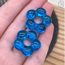 Подвеска бублик цветок №1 синий 24 мм