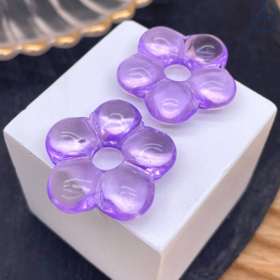 Подвеска бублик цветок №1 сиреневый 24 мм