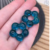 Подвеска бублик цветок №1 темно-бирюзовый 24 мм