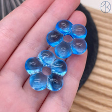 Подвеска бублик цветок №1 темно-голубой 24 мм