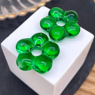 Подвеска бублик цветок №1 темно-зеленый 24 мм