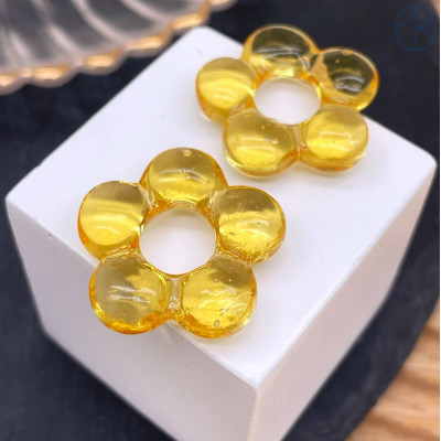 Подвеска бублик цветок №1 темно-желтый 24 мм