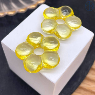 Подвеска бублик цветок №1 желтый 24 мм