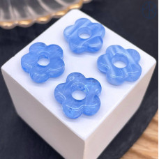 Подвеска бублик цветок бело-голубой 16 мм