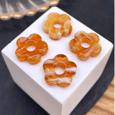 Подвеска бублик цветок бело-коричневый №1 16 мм